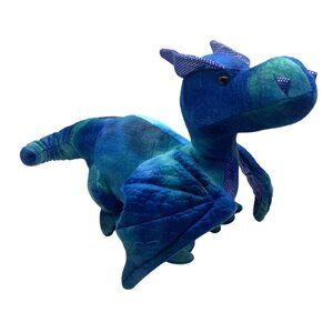 Blue & Green Plush Dragon Stuffed Animal Toy 9”x15”  Wings Fantasy Creature
